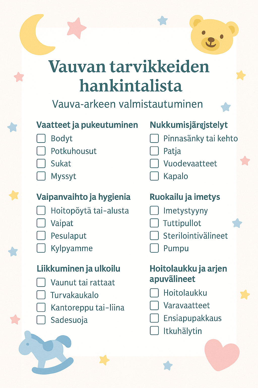 vauvan tarvike lista